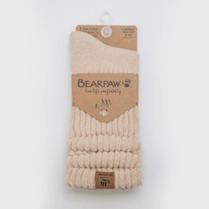 Bearpaw Women's Boot Crew Socks Rib Leg Slouch 1pk - Oatmeal Heather - 1 of 2