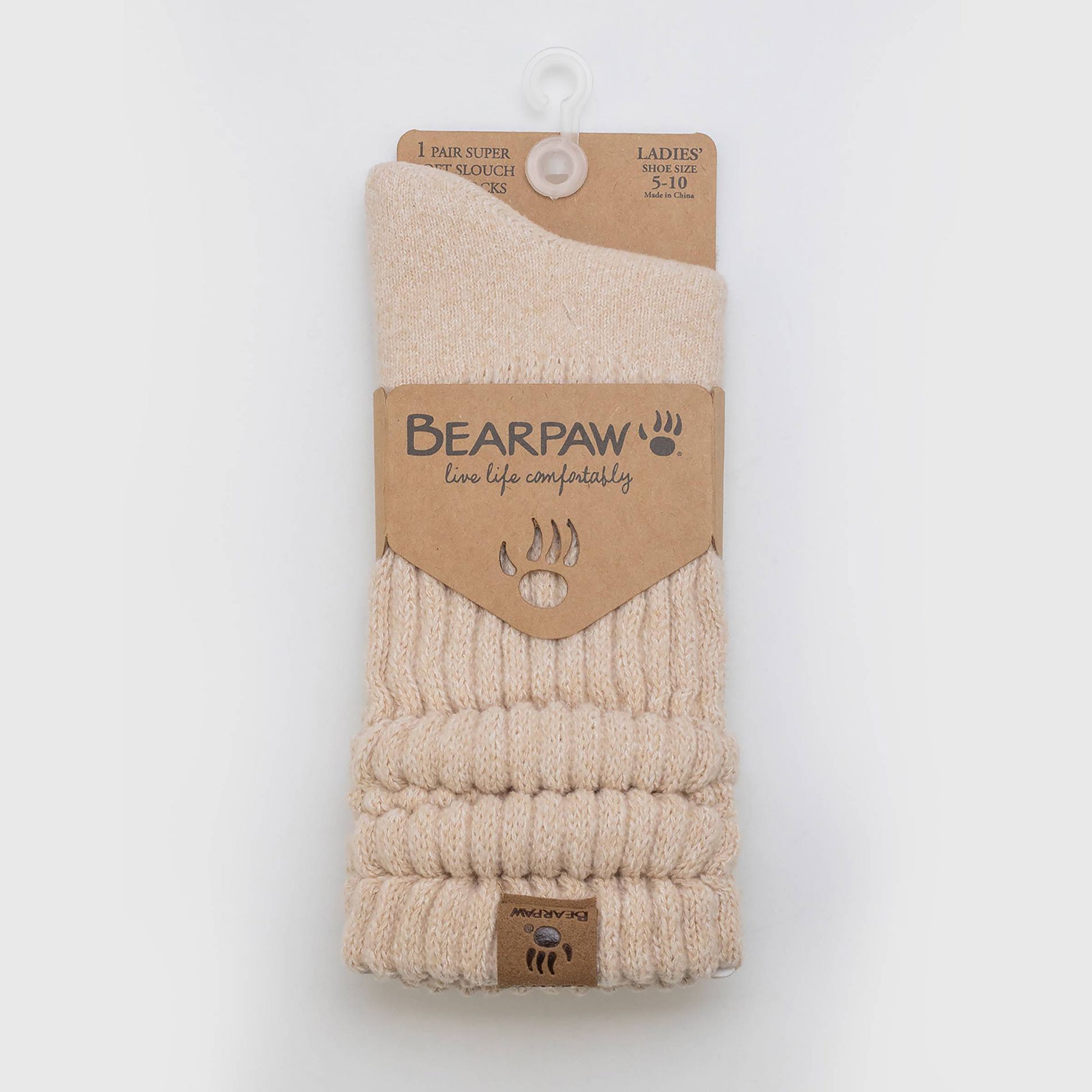 Bearpaw Women's Boot Crew Socks Rib Leg Slouch 1pk - Oatmeal Heather