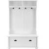 Racxily Modern Hall Tree with Shoe Rack & Coat Hooks, Entryway Bench with Open Shelves & Cabinets, White - 2 of 4