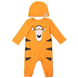 Disney Winnie the Pooh 101 Dalmatians Lion King Mickey Mouse Minnie Mouse Baby Snap Coverall and Hat Newborn to Infant - 1 of 4