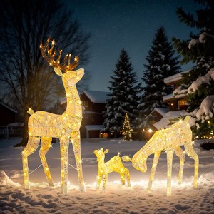 Karl Home 3Pcs 5FT White LED Reindeer Family Christmas Decoration - 1 of 4