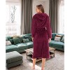 ADR Women's Robe, Plush Fleece Women's Bathrobe with Hood, Long Fluffy Fuzzy Bath Robe Pink Purple Plus Size - 3 of 3