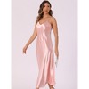 INSPIRE CHIC Women's Satin Sleeveless V Neck Spaghetti Strap Evening Party Maxi Dress - 4 of 4