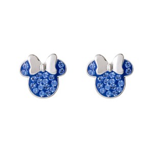 Disney Womens Minnie Mouse Sterling Silver Pave Crystal Birthstone Stud Earrings - 1 of 4