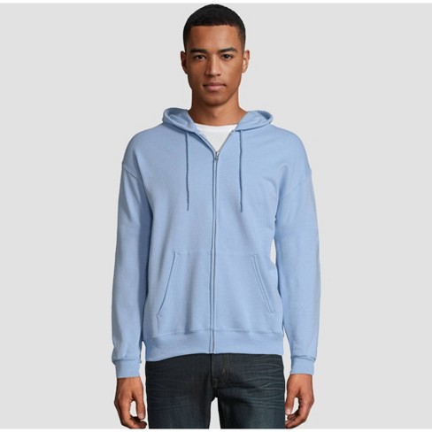 Hanes Men's EcoSmart Fleece Full-Zip Hooded Sweatshirt - Light Blue XL