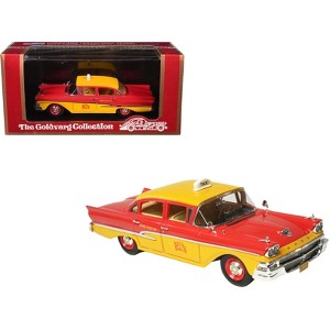 1958 Ford Custom 300 Taxi Cab "Kind Taxi Co." Red and Yellow with Yellow Interior Ltd Ed 1/43 Model Car by Goldvarg Collection - 1 of 4