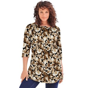 Roaman's Women's Plus Size Boatneck Ultimate Tunic With Side Slits - 1 of 4