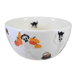 Tag 2.25 In Dancing Skeleton Bowl Pumpkins Black Cat Crow Candy Dishes - 1 of 3