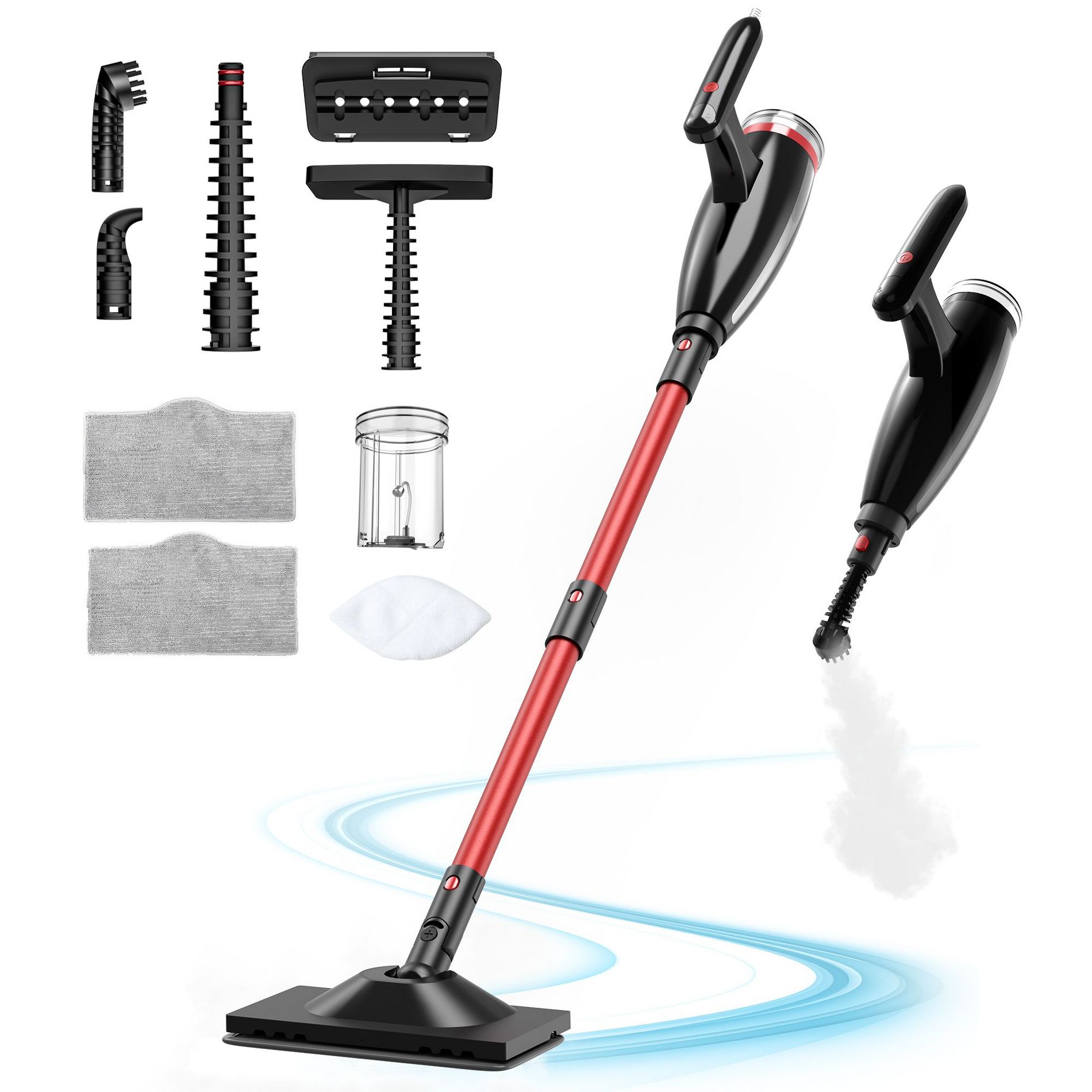 Teendow 6 in 1 Rotated Steam Mop Cleaner with 600ML Removable Tank,2 Modes, 2 Microfiber Pads,Detachable Steam Cleaner for Floor, Laminate Floor