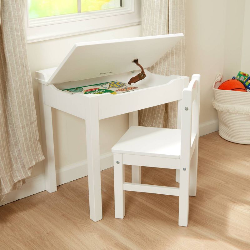 Melissa &#38; Doug Wooden Child&#39;s Lift-Top Desk and Chair - White, 4 of 13