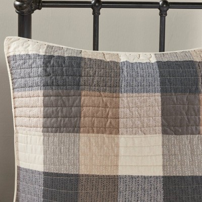Madison Park 6pc Full/Queen Warren Herringbone Quilted Reversible Coverlet Set with Decorative Pillows Neutral: Lightweight Polyester Bedding Set — фото 5