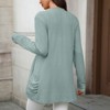 Women's Long Sleeve Cardigan Casual Loose Fit Open Front Knit Sweater with Pockets - 3 of 4