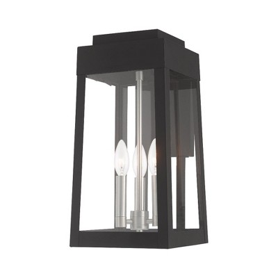 Oslo Black Brass 3-Light Outdoor Wall Lantern
