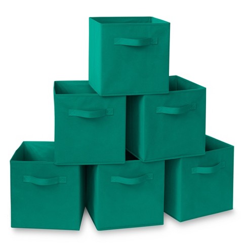 Casafield Set Of 6 Collapsible Fabric Storage Cube Bins, Teal - 11
