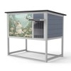 Resenkos Elevated Cat Shelter, Weatherproof Feral Home With High Legs, Curtained & Escape Door, Openable Top, Gray - 2 of 4
