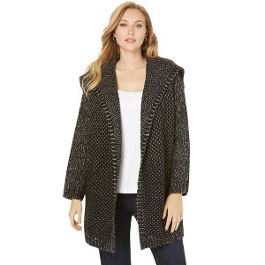 Roaman's Women's Plus Size Marled Open Cardigan - 1 of 4