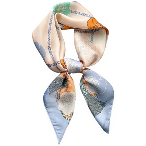 Anna-Kaci Silky Square Scarf with Floral and Rope Print for Neck Hair or Bag Styling - 1 of 4