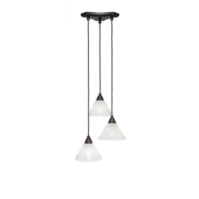 Toltec Lighting Europa 3 - Light Pendant in  Dark Granite with 7" Gold Ice Shade