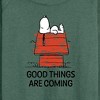 Women's - Peanuts - Good Things Are Coming Lightweight French Terry Wide Neck Long Sleeve Shirt - 2 of 4
