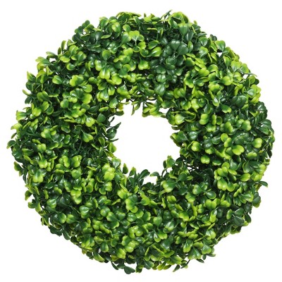 Vickerman 10" Artificial Mini Button Leaf Wreath : Indoor Polyester Boxwood, Wall Decor, Unlit