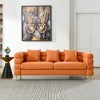 Resenkos 81" 3-Seater Sectional Couch, Plush Teddy Fabric with Deep Seating and 3 Included Accent Pillows, - 4 of 4