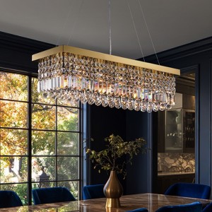 Siljoy Modern Crystal Chandelier, K9 Rectangular Chandelier, Luxury Pendant Ceiling Light for Dining Room Kitchen Island - 1 of 4
