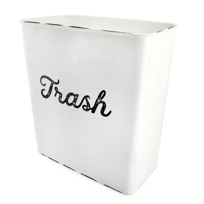 AuldHome Design 3.5gal Enamel Trash Can; Modern Farmhouse Style Wastebasket for Bathroom, Bedroom, Office
