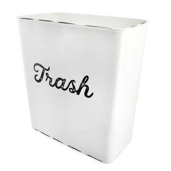AuldHome Design 3gal Enamel Trash Can; Modern Farmhouse Style Wastebasket for Bathroom, Bedroom, Office
