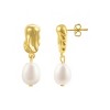 Adornia 14k Gold Plated Freshwater Pearl Mini Drops with Organic Detail - image 4 of 4