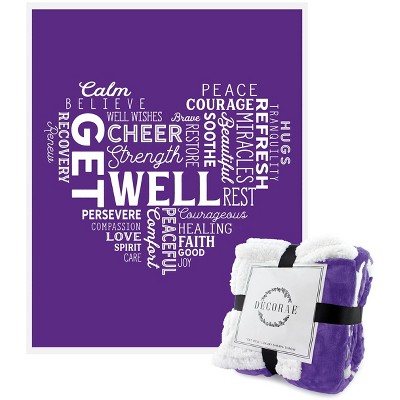 Decorae Healing Thoughts Throw Blanket, Get Well Fleece Throw, 5 x 4 Foot