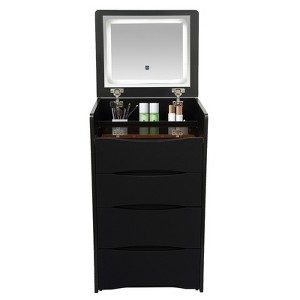 YIYIBYUS Vanity Table with Flip Top Lighted Mirror, Vanity Desk with Makeup Stool - 1 of 4