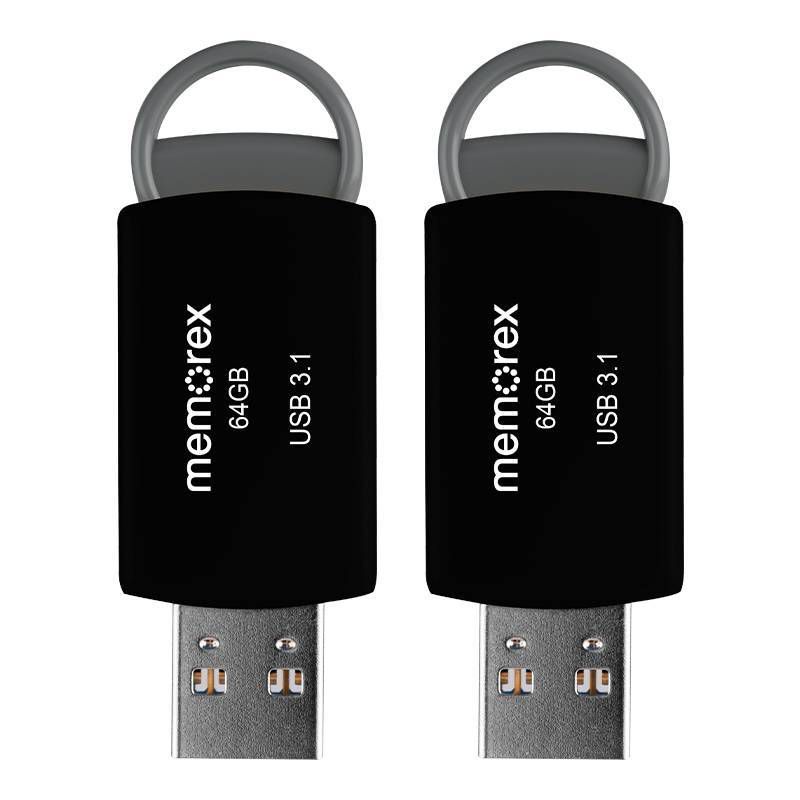Memorex 64GB USB 3.1 2pk Flash Drive - Black, 1 of 7