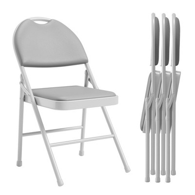 WhizMax 4 Pack Folding Chair, Portable Metal Frame Padded Folding Chairs, Foldable Chairs with Pu Leather Cushion and Back for Office Wedding Party