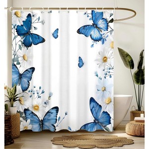 Shower Curtain for Bathroom Stall Boho Modern Cute Aesthetic Decorative Girly Waterproof Unique Butterfly Flower 70.8x70.8 Inch - 1 of 1