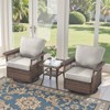 POCASSY High Back Outdoor Swivel Rocker Set of 2, Brown Wicker Furniture Swivel Chair with 5-Inch Wide Armrest and Thick Cushion for Porch - 3 of 4