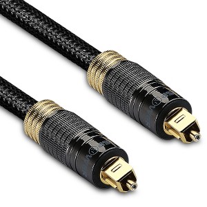 FosPower 24K Gold-Plated Optical Digital Audio Cable - 50FT, Zero RFI & EMI Interference S/PDIF Toslink Cable with Ultra Durable Nylon Braided Jacket - 1 of 4