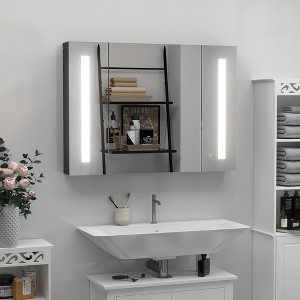 Vynxaria Wall Cabinet with Doors: Adjustable Shelf, Towel Bar, and Paper Holder for Efficient Over-the-Toilet Bathroom Storage. - 1 of 4