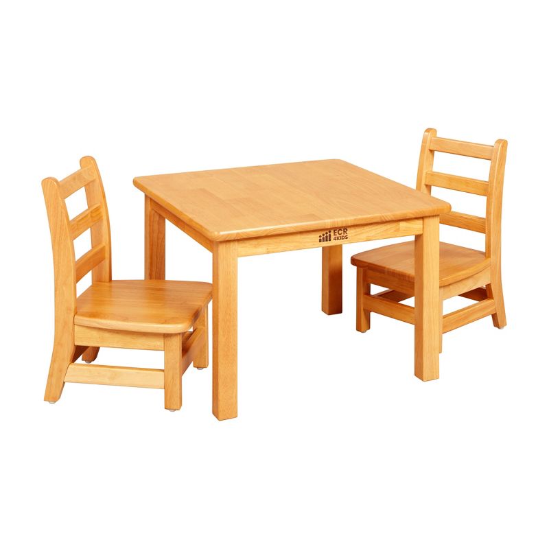 ECR4Kids 24in x 24in Square Hardwood Table with 16in Legs and Two 8in Chairs, Kids Furniture, 1 of 12