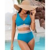 Women Embroidered Cuff Bikini Sets Highwaist Bathing Suits Wide Strap Twist Front V Neck Swimsuits 2 Piece Cutout Swimsuits - 2 of 4