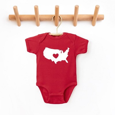 The Juniper Shop USA Heart Outline Baby Bodysuit