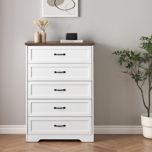 Drawer Dresser, Modern Fluted Dressers for Bedroom with Wood Top, Wooden Dresser & TV Stand,Clothes Storage for Living Room,Hallway - 1 of 4