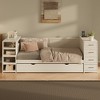 KIGFTSOD White Wooden Twin Size Daybed with Trundle and Side Shelves, Drawers, Storage Bed with Multi-Functional Desk and Charging Station - 3 of 4