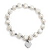 Steeltime Ladies stretch genuine pearl bracelet with stainless steel heart charm - 2 of 4