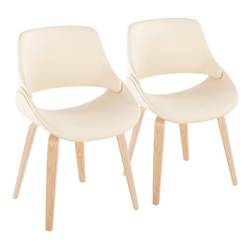 Set Of 2 Fabrico Dining Chairs Natural/cream Pu - Lumisource : Target