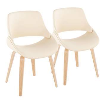 Set of 2 Fabrico Dining Chairs Natural/Cream PU - LumiSource