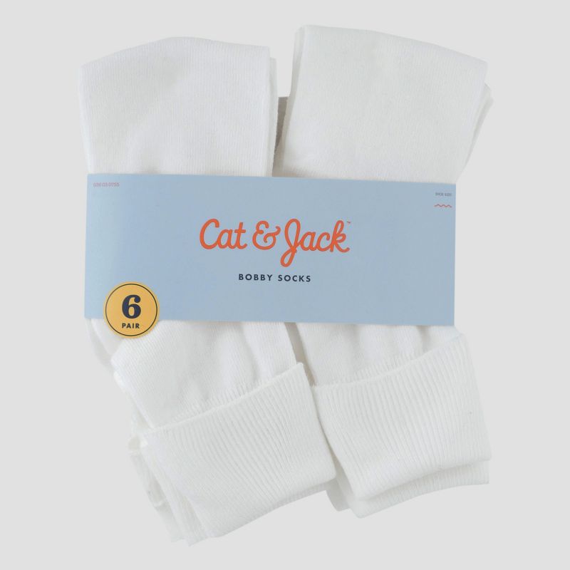 Girls' 6pk Casual Turn Cuff Socks - Cat & Jack™ White, 2 of 4