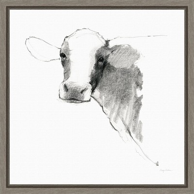 Amanti Art Cow II Dark Square by Avery Tillmon Canvas Wall Art Print Framed 16-in. x 16-in.