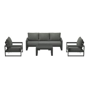 WestinTrends Montara 6-Piece Modern HDPE Outdoor Patio Furniture Sofa Conversation Set with Coffee Table - 1 of 4