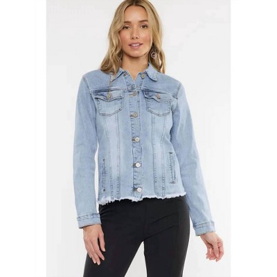 Women's Frayed Hem Denim Jacket - KanCan