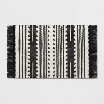 2'x3' Sylviidae Stripe Woven Accent Rug Black - Opalhouse™